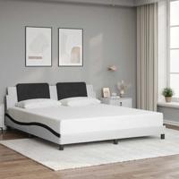 Bedframe zonder matras "Zadar" kunstleer wit en zwart 180x200 cm