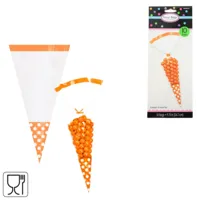 Ty Par puntzak met sluiting transparant/oranje 24,7 cm set van 10 | 48 stuks
