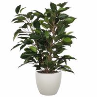 Groene ficus kunstplant 40 cm met plantenpot taupe D13.5 en H12.5 cm