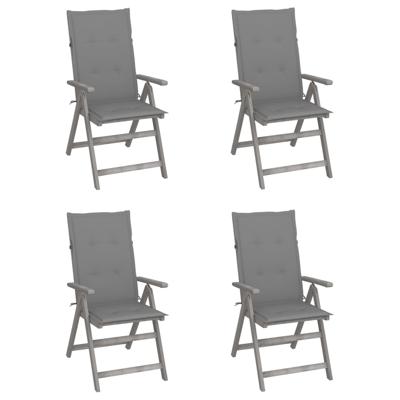 Tuinstoelen 4 st verstelbaar met kussens massief acaciahout
