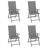 Tuinstoelen 4 st verstelbaar met kussens massief acaciahout