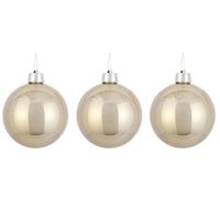 3x Grote kunststof decoratie kerstballen licht champagne 20 cm - thumbnail