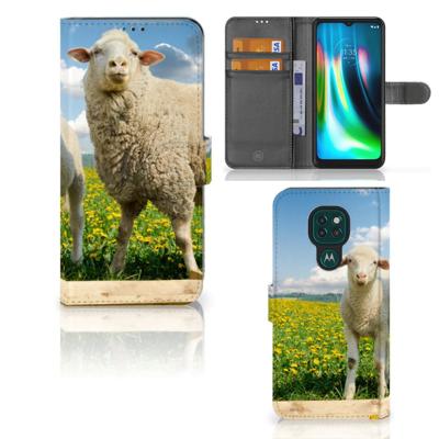 Motorola Moto G9 Play | E7 Plus | Telefoonhoesje | Met pasjeshouder | Schaap en Lammetje