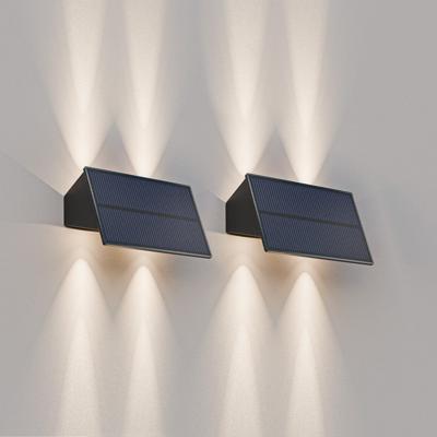 2x Roby - Solar Wandlamp - Up & Downlight - 2 Lichtmodi - 4 lichts - 3000K warm wit - Zwart