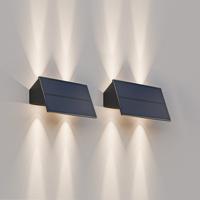 2x Roby - Solar Wandlamp - Up & Downlight - 2 Lichtmodi - 4 lichts - 3000K warm wit - Zwart
