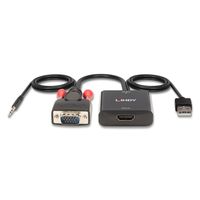 Lindy 38284 video kabel adapter VGA (D-Sub) + 3.5mm HDMI + 3.5mm Zwart - thumbnail