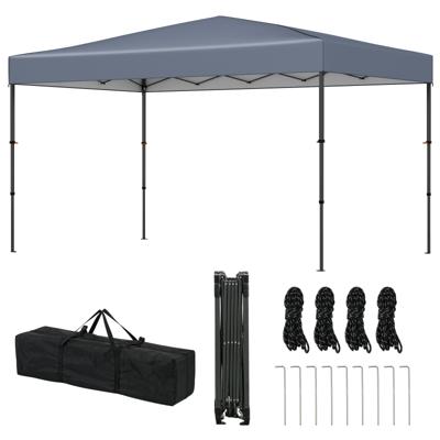 365 x 225 cm Pop-up-paviljoen met Draagbare Draagtas 9 Haringen 4 Windtouwen Opvouwbare Buiten-zonbescherming Paviljoen Grijs