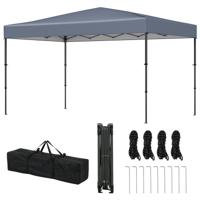 365 x 225 cm Pop-up-paviljoen met Draagbare Draagtas 9 Haringen 4 Windtouwen Opvouwbare Buiten-zonbescherming Paviljoen Grijs