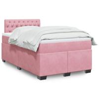 Boxspring met matras fluweel roze 120x200 cm