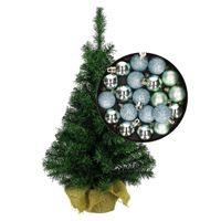 Mini kerstboom/kunst kerstboom H75 cm inclusief kerstballen mintgroen   - - thumbnail