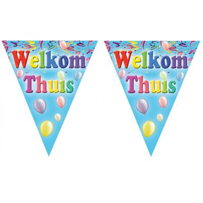 Welkom thuis vlaggetjes slinger/vlaggenlijn - 2x - 5 meter - 10 puntvlaggetjes - Feestartikelen