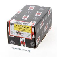 Kelfort Spaanplaatschroef platverzonken kop verzinkt pozidriv deeldraad 4.5 x 60mm - thumbnail