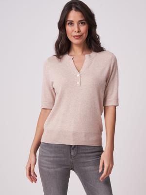 Trui met korte mouwen van biologische cashmere-zijde mix