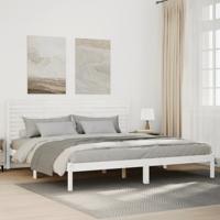Bedframe extra lang zonder matras massief hout wit 200x210 cm