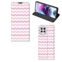 Motorola Moto G100 | Hoesje met Magneet | Waves Roze Motorola Moto G100 | Hoesje met Magneet | Waves Roze