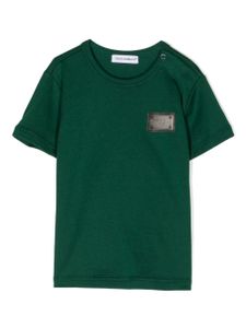 Dolce & Gabbana Kids logo-plaque cotton T-shirt - Vert