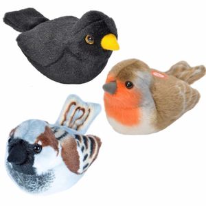 Set van 3x stuks pluche vogels knuffels van 14 cm met geluid