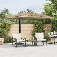 VidaXL Parasol met led&apos;s en stalen paal 246x246x230 cm bruin
