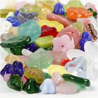 Creativ Company Glazen kralen, bladeren, bloemen, d 6-17 mm, gatgrootte 0,5-1,5 mm, diverse kleuren, 60 gr/ 1 doos