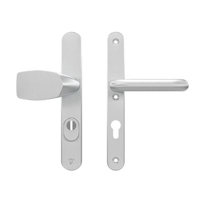 AXA AXA veiligheidsbeslag voordeur Oval Plus smalschild Wing knop/U-kruk PC72 met kerntrekbeveiliging SKG3 - aluminium