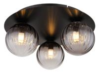 Globo 3-lichts plafondlamp Dallerta smoke glas 15216-3