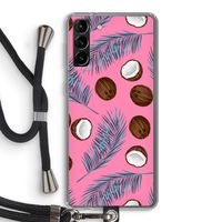 Kokosnoot roze: Samsung Galaxy S21 Plus Transparant Hoesje met koord