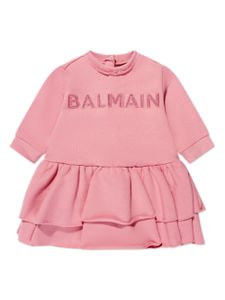 Balmain Kids robe à logo brodé - Rose