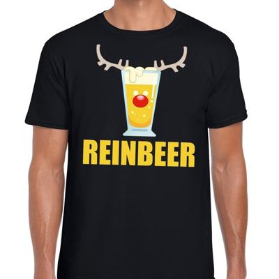 Foute Kersttrui t-shirt - Reinbeer - zwart - voor heren - drank rendier Foute Kersttrui t-shirt - Reinbeer - zwart - voor heren - drank rendier