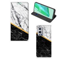 OnePlus 9 Pro | Standcase | Marmer Wit Zwart - Origineel Cadeau Man