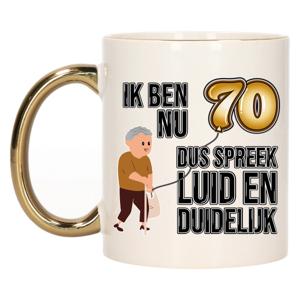 Verjaardag cadeau mok 70 jaar - luid en duidelijk - goud - 300 ml - Keramiek