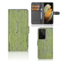 Samsung Galaxy S21 Ultra Book Style Case Green Wood - thumbnail