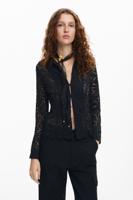 Kanten blouse - BLACK - L - thumbnail