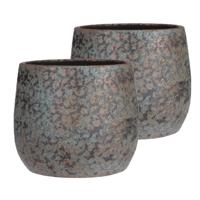 Mica Decorations Bloempot - 3x - keramiek - kamerplanten - koper - D31 x H38 cm