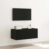 Tv-wandmeubel met LED-verlichting 80x35x31 cm zwart eikenkleur