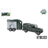 Kids Globe land rover with cheval liberte horse trailer - 28cm