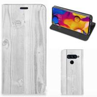 LG V40 Thinq Book | Wallet Case | White Wood