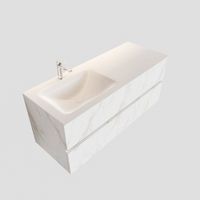 Badkamermeubel BWS Valencia Carrara Mat 120 cm Solid Surface Wastafel Links (1 kraangat, 2 lades) - thumbnail