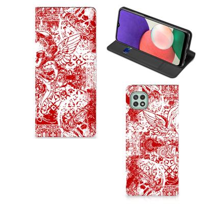 Mobiel BookCase Samsung Galaxy A22 5G Angel Skull Rood