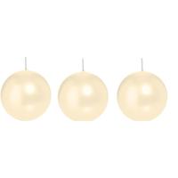 Trend Candles Bolkaars glad - 3x - creme wit - 8 cm - 25 branduren - ronde kaarsen