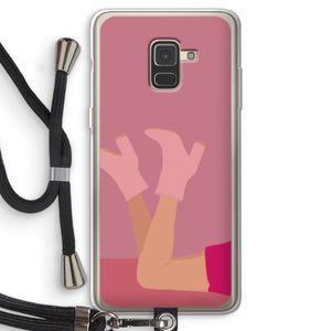 Pink boots: Samsung Galaxy A8 (2018) Transparant Hoesje met koord