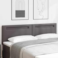 Hoofdbord met LED -striplichten Wandgemonteerd Grijs 180 cm PVC