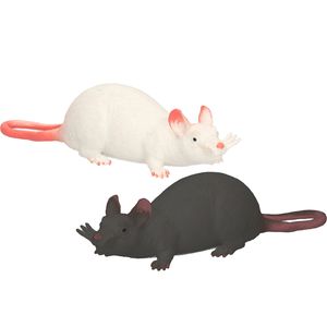 John Toy - Speelgoed/halloween decoratie ratten - 4x stuks - Kunststof - In 2 kleuren van 28 cm