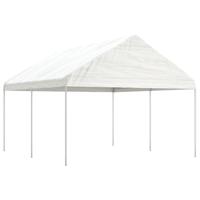 Prieel met dak 4,46x4,08x3,22 m polyetheen wit