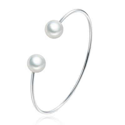Zilverkleurige Dames Armband Bangle met Imitatie Parel