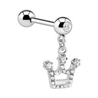 Jeweled Barbell with Charm Chirurgisch staal 316L / Belegde messing Barbells