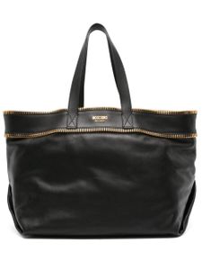 Moschino zip-detail leather tote bag - Noir