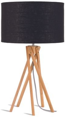 Good&Mojo Tafellamp 'Kilimanjaro' Bamboe en Eco linnen, kleur Zwart