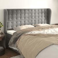 Hoofdbord met randen 163x23x118/128 cm fluweel lichtgrijs