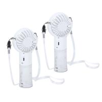 Mini ventilator sproeier Youri - 2x - wit - 7 x 16 x 3 cm - verkoeling in zomer