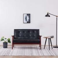 Tweezitsbank kunstleer zwart - thumbnail